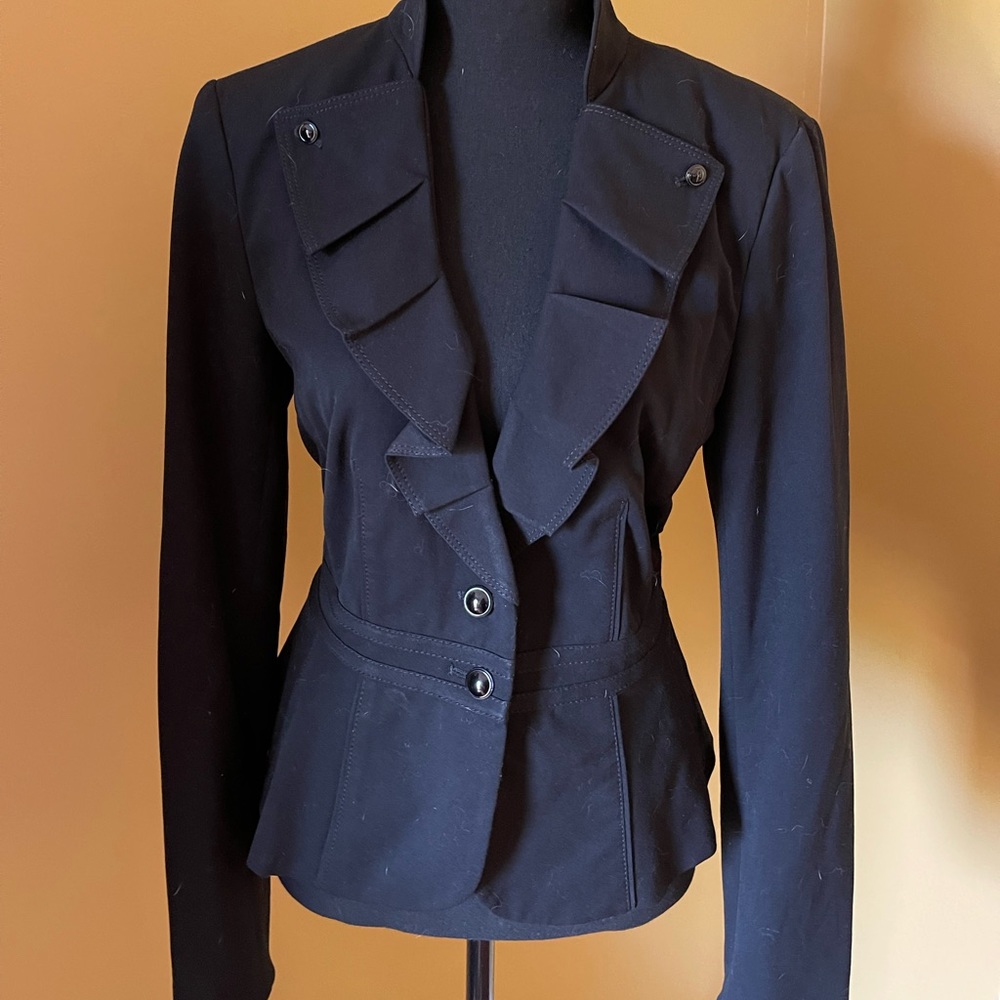 White House black market black ruffle blazer